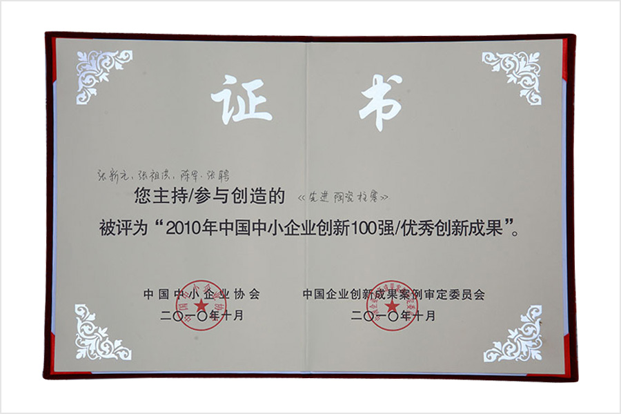 2010年中国中小企业创新100强 优秀创新成果